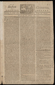 The Boston-Gazette, and Country Journal, 20 January 1772