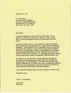 Letter from Mark H. McCormack to Jerry Ross