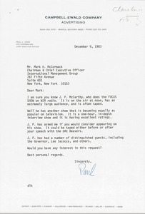 Letter from Paul L. John to Mark H. McCormack