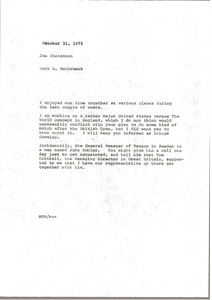 Memorandum from Mark H. McCormack to Jan Steinmann