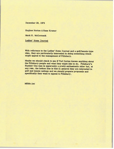 Memorandum from Mark H. McCormack to Hughes Norton and Hans Kramer