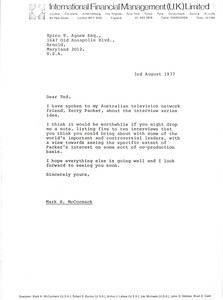 Letter from Mark H. McCormack to Spiro T. Agnew