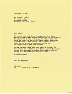Letter from Mark H. Mccormack to Lloyd I. Isler