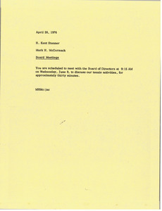 Memorandum from Mark H. McCormack to H. Kent Stanner