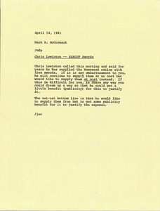 Memorandum from Judy A. Chilcote to Mark H. McCormack