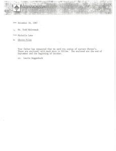 Memorandum from Michelle Lane to Mr. Todd McCormack