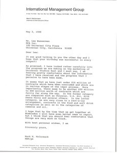 Letter from Mark H. McCormack to Lew Wasserman