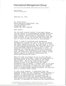 Letter from Mark H. McCormack to David Frost