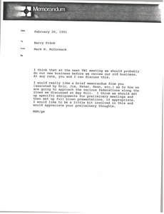 Memorandum from Mark H. McCormack to Barry Frank