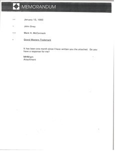 Memorandum from Mark H. McCormack to John Oney