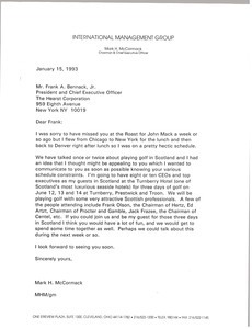 Letter from Mark H. McCormack to Frank A. Bennack