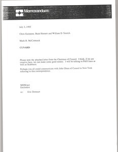 Memorandum from Mark H. McCormack to Chris Guinness, Buzz Hornett and William D. Sinrich
