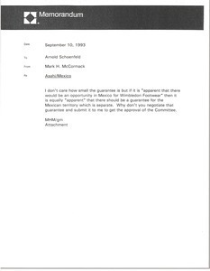 Memorandum from Mark H. McCormack to Arnold Schoenfeld