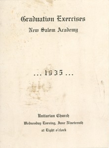 Program for the 1935 New Salem Academy graduation