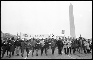 G.I.s for Peace march against the Vietnam War, the Washington Monument in the background: Counter-inaugural demonstrations, 1969