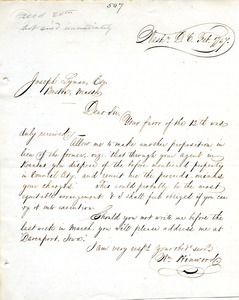 Letter from Mr. Hinwood to Joseph Lyman