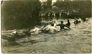 Rope pull at the Campus Pond, Massachusetts Agricultural College
