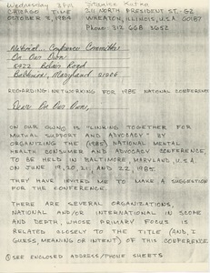 Letter from Stanlee Kafka to the National Conference Committee