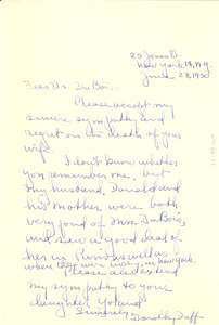 Letter from Dorothy Duff to W. E. B. Du Bois