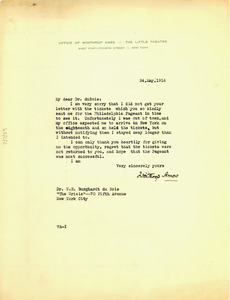 Letter from Winthrop Ames to W. E. B. Du Bois