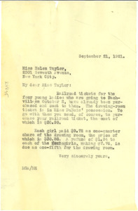 Letter from M. G. Allison to Helen A. Taylor