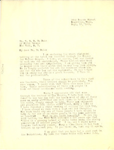 Letter from Alexina Barrell to W. E. B. Du Bois