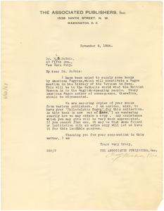Letter from Associated Publishers to W. E. B. Du Bois