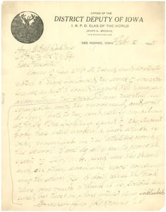 Letter from James G. Browne to W. E. B. Du Bois