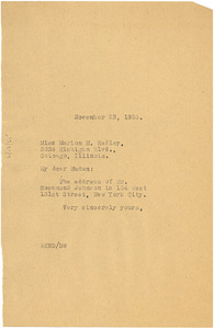 Letter from W. E. B. Du Bois to Marian M. Hadley