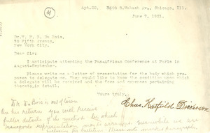 Letter from Charles H. Dickerson to W. E. B. Du Bois