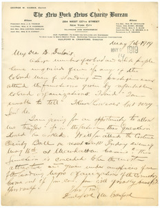 Letter from New York News Charity Bureau to W. E. B. Du Bois