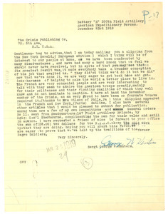 Letter from George W. Venters to the Crisis