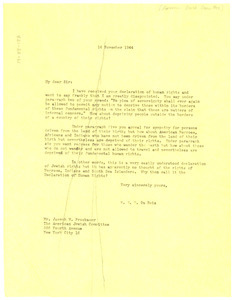 Letter from W. E. B. Du Bois to American Jewish Committee