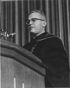 President John W. Lederle speaking at the Centennial Honors Day convocation