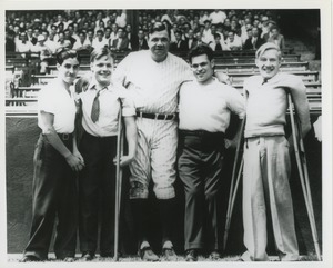 Babe Ruth poses with ICD patients