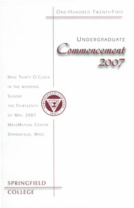 Springfield College undergraduate Commencement Program (2007)