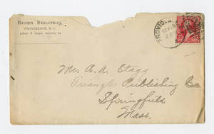 Envelope to a letter to Amos Alonzo Stagg from Brown University dated September 18, 1891
