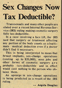 Sex Changes Now Tax Deductible?