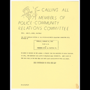 Memorandum from John F. Jones, Chairman about Police-Community Relations Committee meeting on January 26, 1965