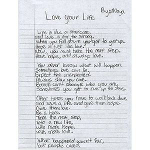 Poem sent to Boston Medical Center ("Love Your Life")