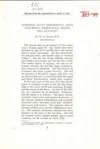 Cerebral sinus thrombosis, with psychosis, hemiplegia, death and autopsy