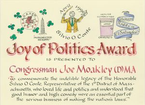 Silvio O. Conte Joy of Politics Award presented to John Joseph Moakley, April 1996