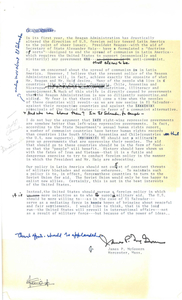 Draft letter by James P. McGovern criticizing the Reagan Administration's policy in Latin America; also includes Congressman John Joseph Moakley's statement in the Congressional Record about the American nuns murdered in El Salvador