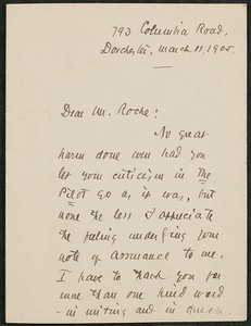 Letter, March 11, 1905, James B. Connolly to James Jeffrey Roche