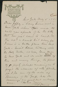 Letter, May 5, 1901, Peter Dunne to James Jeffrey Roche