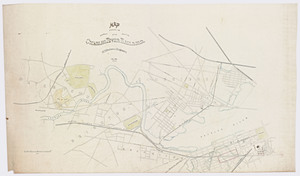 Map showing the proposed location of the Charles River Railroad / W.S. Barbour, engineer copied [by] G. Tyler.