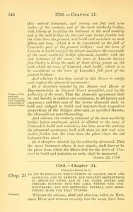 1783 Chap. 0021 An Act To Regulate The Catching Of Salmon, Shad And Alewives, And To Remove And Prevent Obstructions In Merimack River, And In The Other Rivers And Streams Running Into The Same, Within This Commonwealth, And For Repealing Several Acts Heretofore Made For That Purpose.