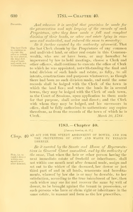 1783 Chap. 0040 An Act For The Speedy Assignment Of Dower And For The Preventing Of Strip And Waste By Tenants Therein.