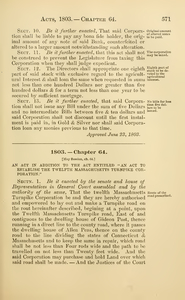 1803 Chap. 0064 An Act In Addition To The Act Entitled "An Act To Establish The Twelfth Massachusetts Turnpike Corporation."