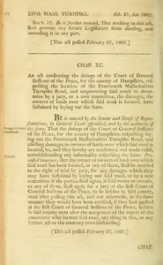 1806 Chap. 0090. An Act Confirming The Doings Of The Court Of General Sessions Of The Peace, For The County Of Hampshire, Respecting The Location Of The Fourteenth Massachusetts Turnpike Road, And Empowering Said Court To Determine By A Jury, Or A New Committee, The Damages, The Owners Of Lands Over Which Said Road Is Located, Have Sustained By Laying Out The Same.